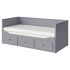 Кушетка HEMNES з 3 ящиками, 2 матраци, сіра/Åfjäll hard, 80x200 см