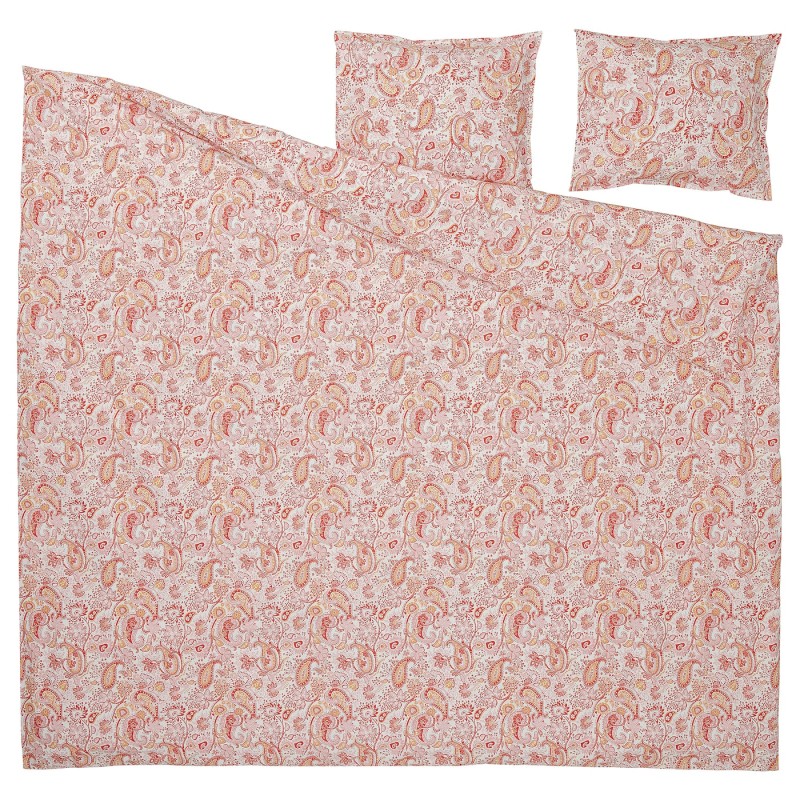 Пододеяльник и 2 наволочки RODGERSIA, розовый/белый, 200x200/50x60 см