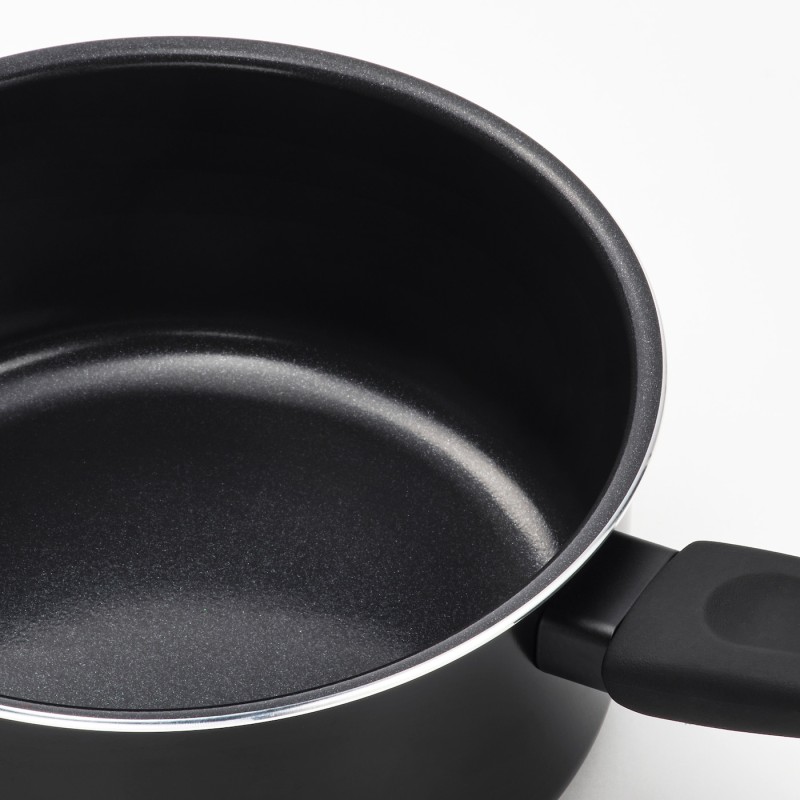 Кастрюля с крышкой, антипригарное покрытие, черная, 2 л