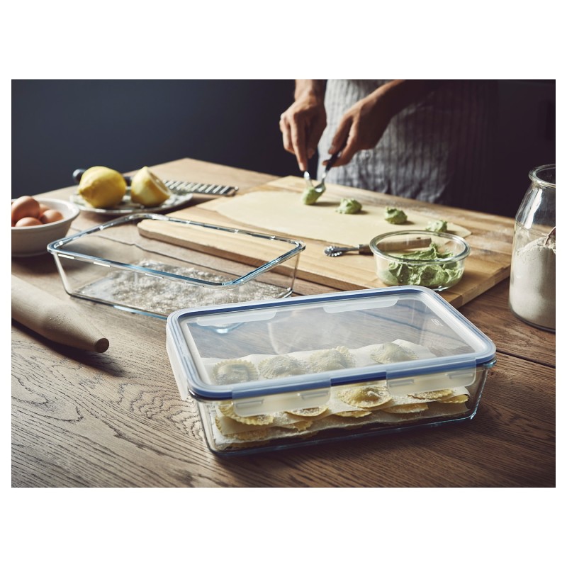 Контейнер для продуктов IKEA 365+ с крышкой, прямоугольный/стеклянный пластик, 3,1 л