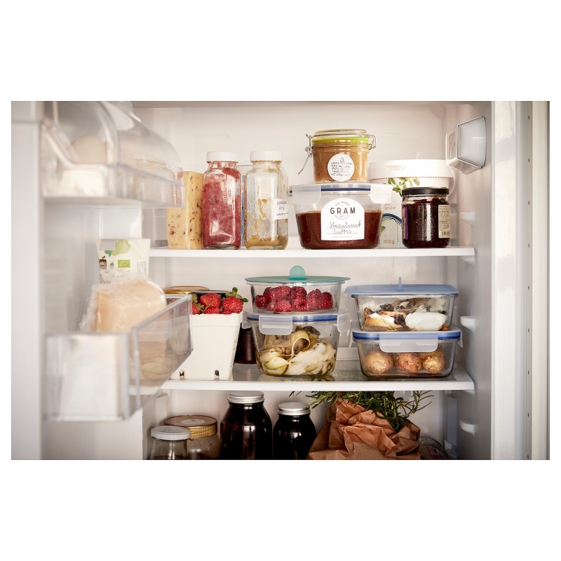 Контейнер для продуктів IKEA 365+ з кришкою, квадратний, скло/пластик, 600 мл
