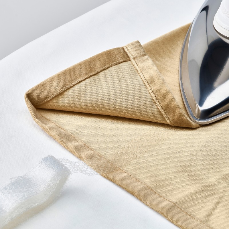 Штора SANELA, 2 шт., бежево-желтая/лента, 140х300 см