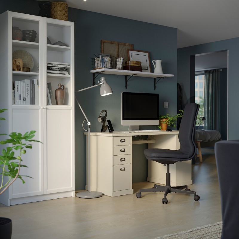 Комбинация стола и шкафа и вращающегося стула бежевый/серо-белый