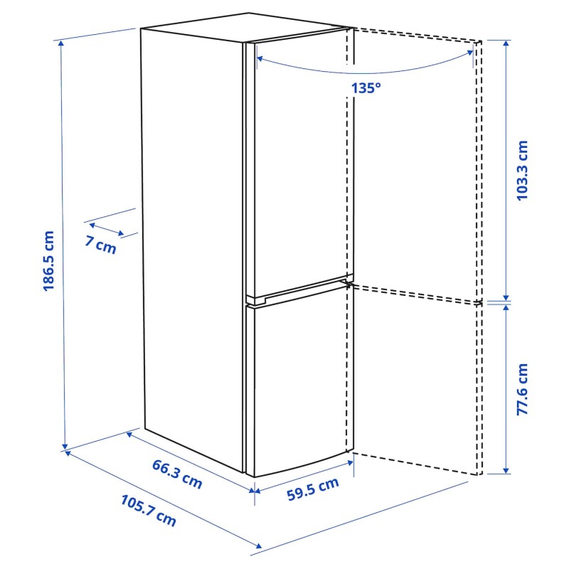 Холодильник/Морозильник, IKEA 500 отдельно стоящий/нержавеющая сталь, 210/106 л
