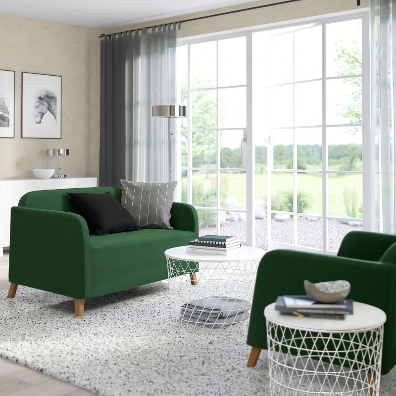Защитный чехол для дивана LINANÄS 2-seater, Vissle темно-зеленый