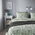 Пододеяльник и 2 наволочки RODGERSIA, зеленый/белый, 200x200/50x60 см