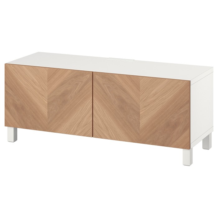 ТВ-тумба с дверцами, белый Хедевикен/Стуббарп/дуб, 120x42x48 см