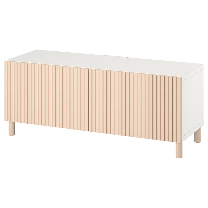 Тумба під телевізор з дверцятами, біла Björköviken/Mejarp/береза, 120x42x48 см