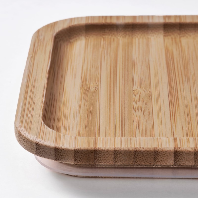 Контейнер для продуктів IKEA 365+ з кришкою, прямокутний, нержавіюча сталь/бамбук, 1,0 л