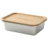 Контейнер для продуктів IKEA 365+ з кришкою, прямокутний, нержавіюча сталь/бамбук, 1,0 л