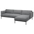 3-seater sofa with chaise longue, Lejde gray-black