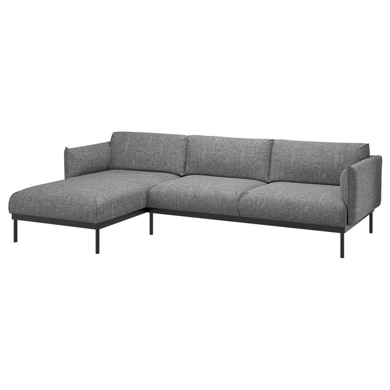 3-seater sofa with chaise longue, Lejde gray-black