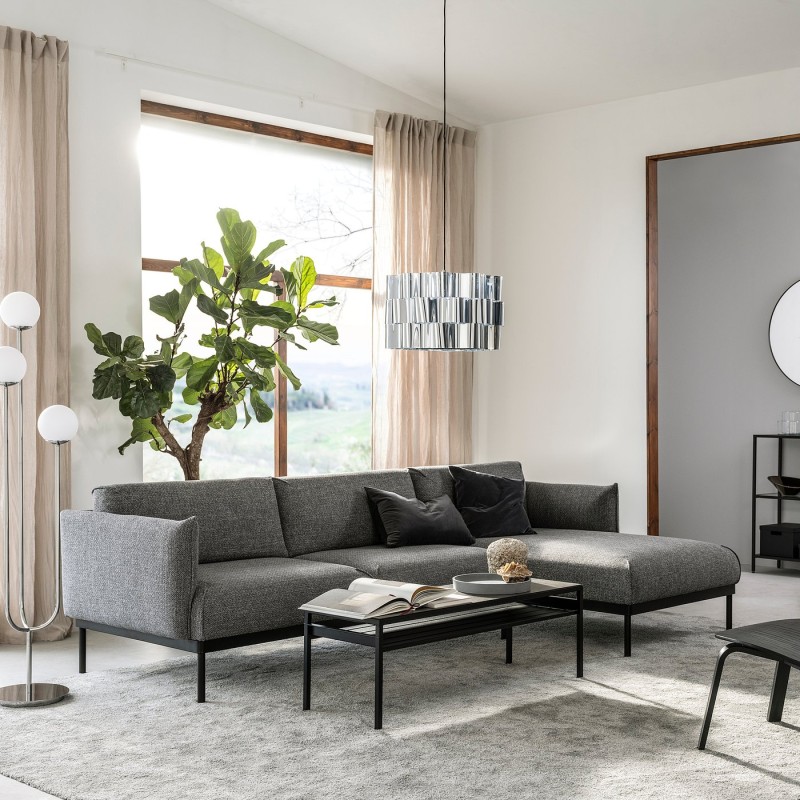 3-seater sofa with chaise longue, Lejde gray-black