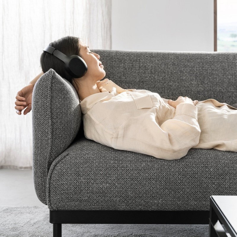 3-seater sofa with chaise longue, Lejde gray-black