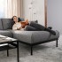 3-seater sofa with chaise longue, Lejde gray-black