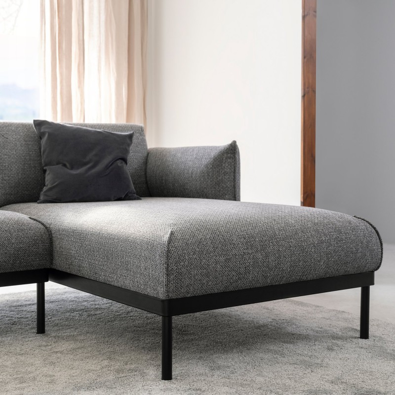 3-seater sofa with chaise longue, Lejde gray-black
