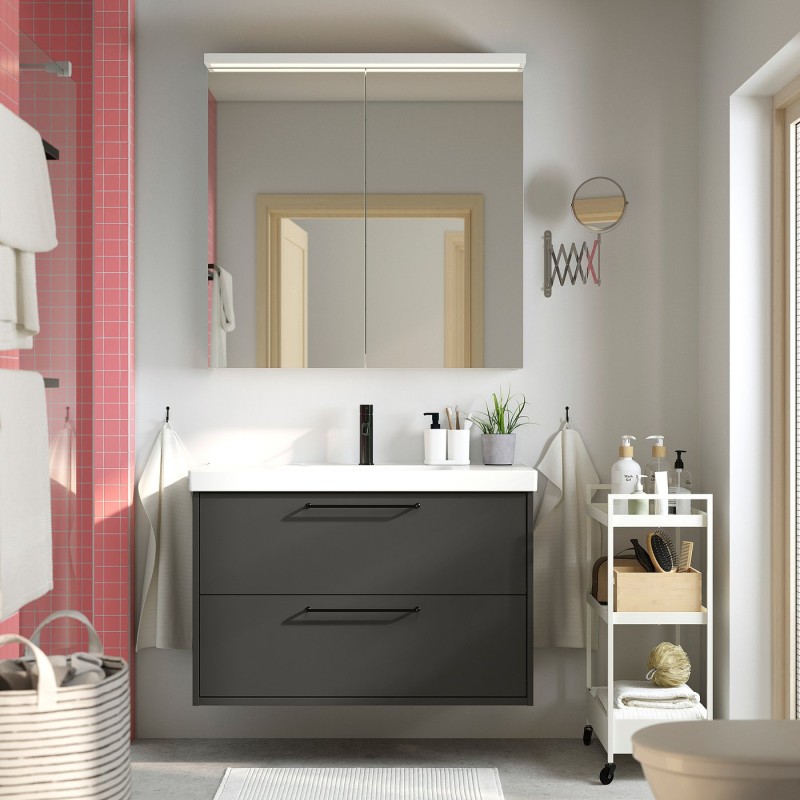 HAVBÄCK / ORRSJÖN Шафа для умивальника з шухлядою, темно-сірий, 102x49x69 см