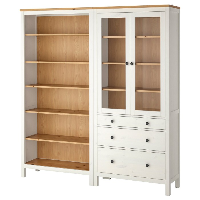 Стеллаж HEMNES с дверцами и ящиками, белый/светло-коричневый, 180x197 см.