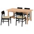KARSKÄR / SKANSNÄS Стол и 4 стула, каучуковое дерево/черный бук, 160/220x90 см