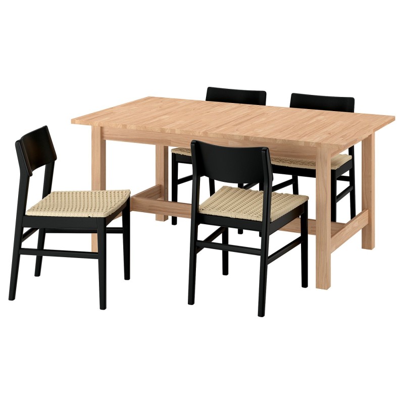 KARSKÄR / SKANSNÄS Стол и 4 стула, каучуковое дерево/черный бук, 160/220x90 см