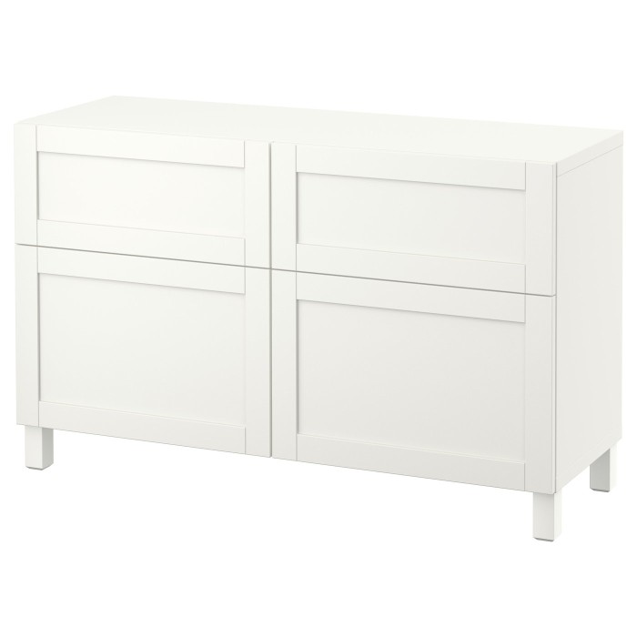 Стеллаж BESTÅ с дверцами и ящиками, белый/Hanviken/Stubbarp белый, 120x42x74 см