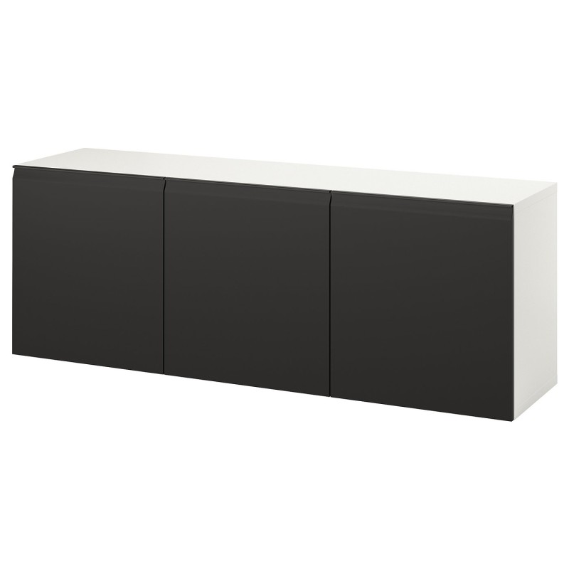 BESTÅ Комбінація навісних шаф, білий/Хаммарсмед антрацит, 180x42x64 см