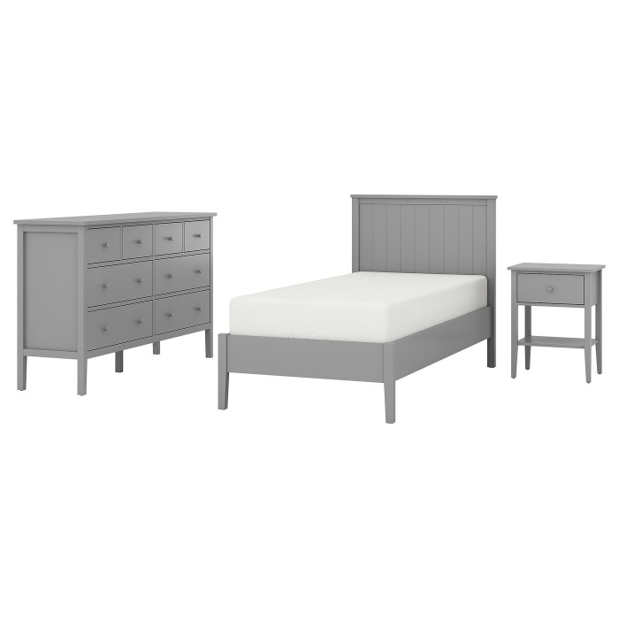 Комплект мебели для спальни GULLABERG из 3 предметов, серый, 90x200 см.