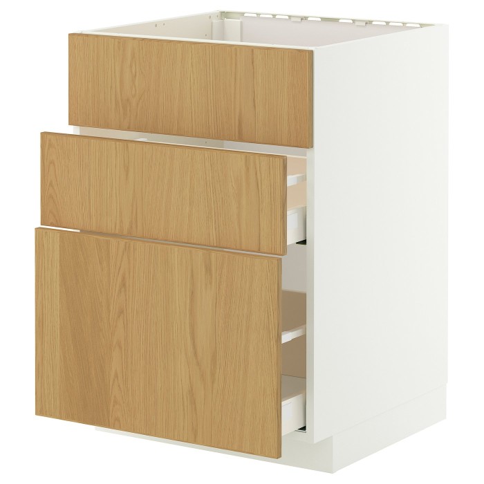 METOD / MAXIMERA Sz stj zl+3fr/2sz, білий/шпон дуба Сінарп, 60x60 см