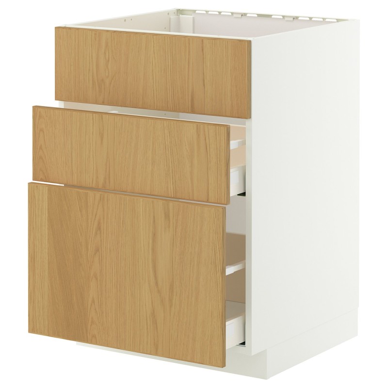 МЕТОД / MAXIMERA Sz stj zl+3fr/2sz, белый/дубовый шпон Синарп, 60x60 см