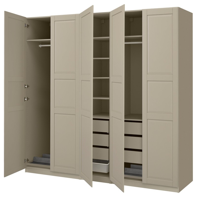 PAX / TYSSEDAL Гардеробна комбінація, сіро-коричневий/сіро-коричневий, 250x58x236 см