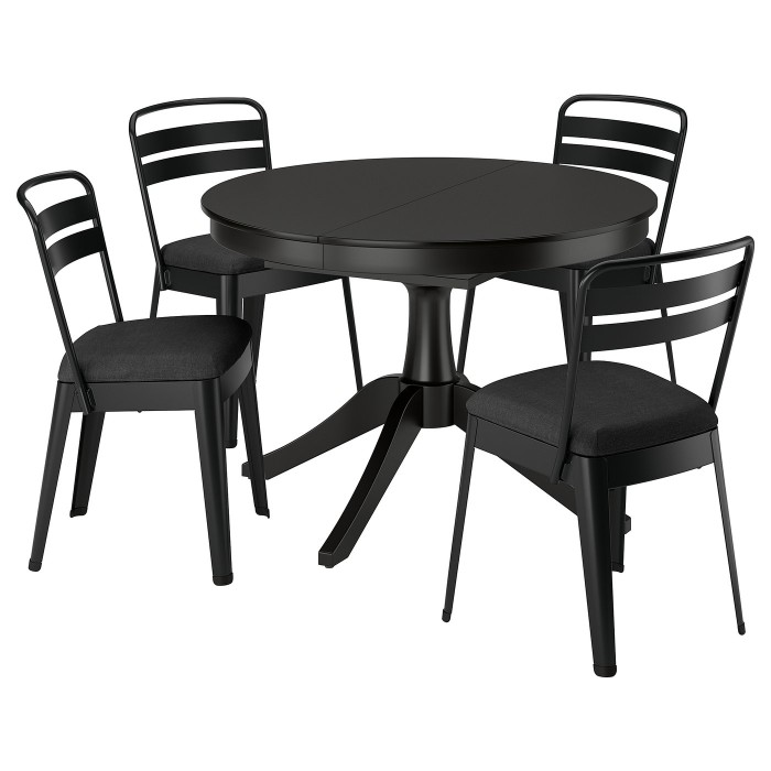 ROSENTORP / RAMSNÄS Стол и 4 стула, черный/черный, 110/155 см