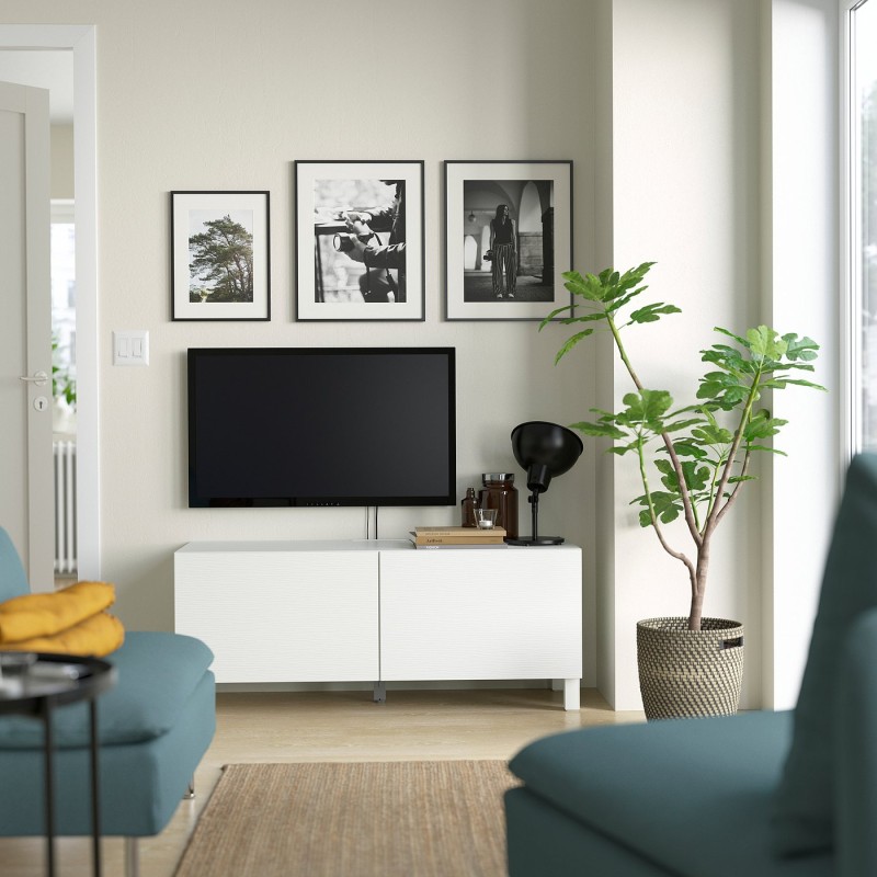Тумба под телевизор BESTÅ с дверцами, белая Laxviken/Stubbarp/white, 120x42x48 см