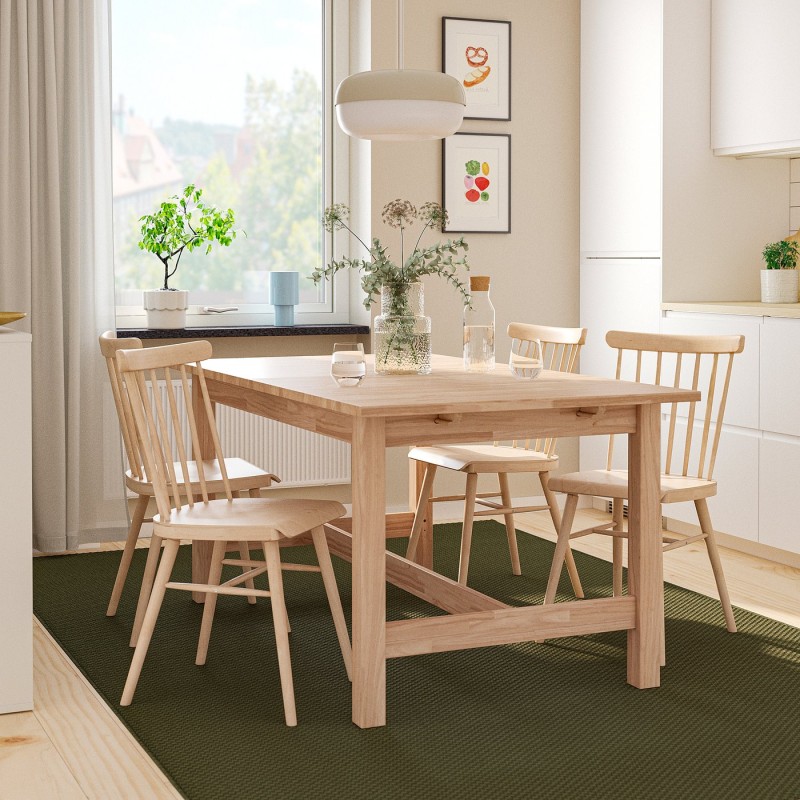 KARSKÄR / HÖGVED Стол и 4 стула, шпон из каучукового дерева/березы, 160/220x90 см