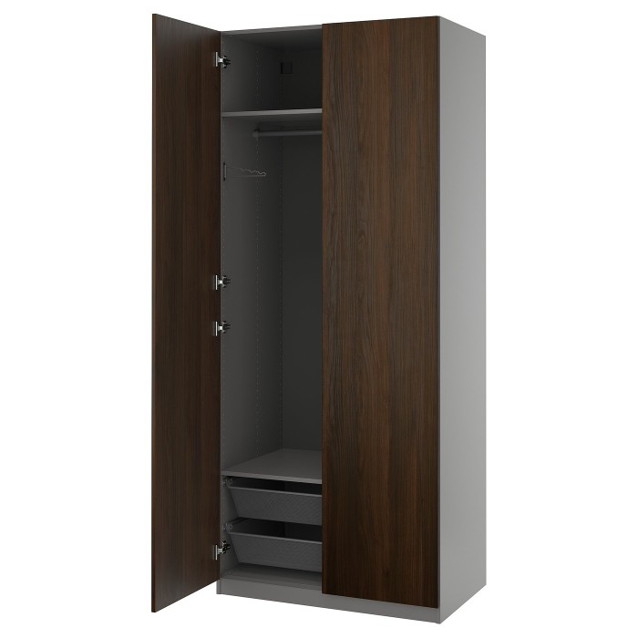 Гардеробная PAX / STORKLINTA, имитация темно-серого/темно-коричневого дуба, 100x60x236 см.