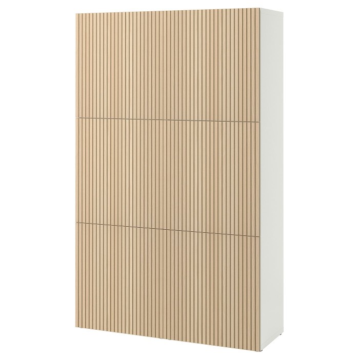 Комбинация BESTÅ с дверями, белый/шпон ясеня Björköviken, 120x42x193 см