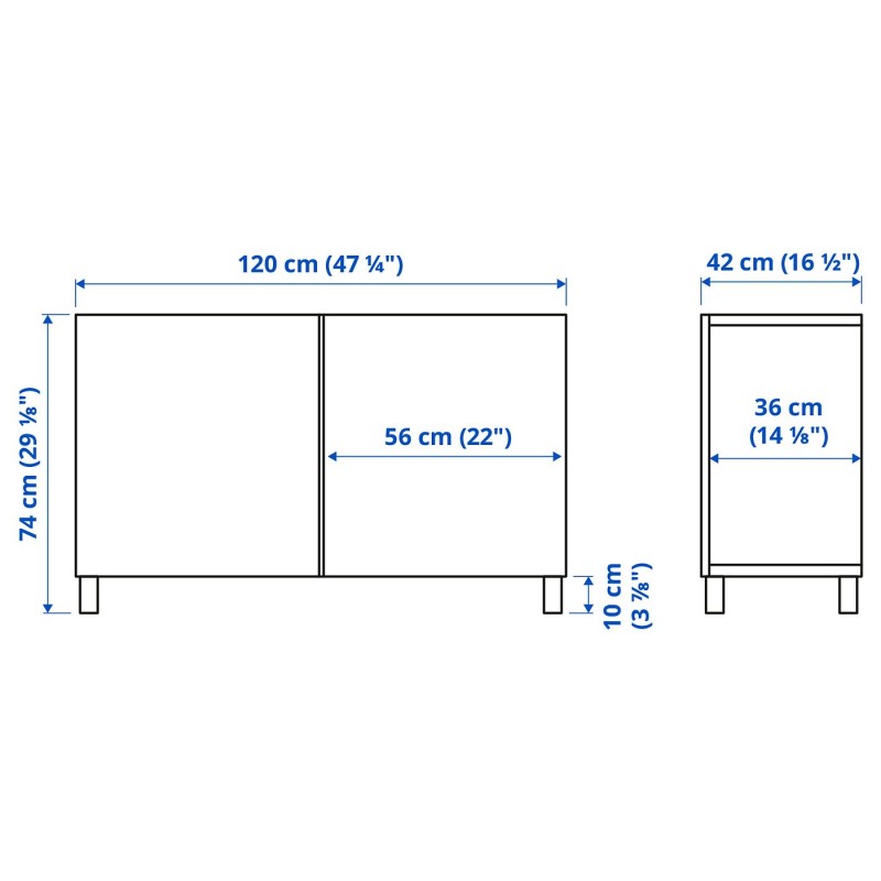 БЕСТО Комбинация с дверцами, белый/Фёрвалтаре белый, 120x42x75 см