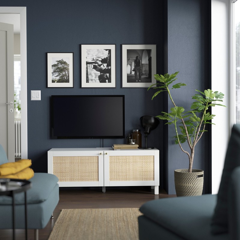 Тумба под телевизор BESTÅ с дверцами, белая Studsviken/Stubbarp/white, 120x42x48 см