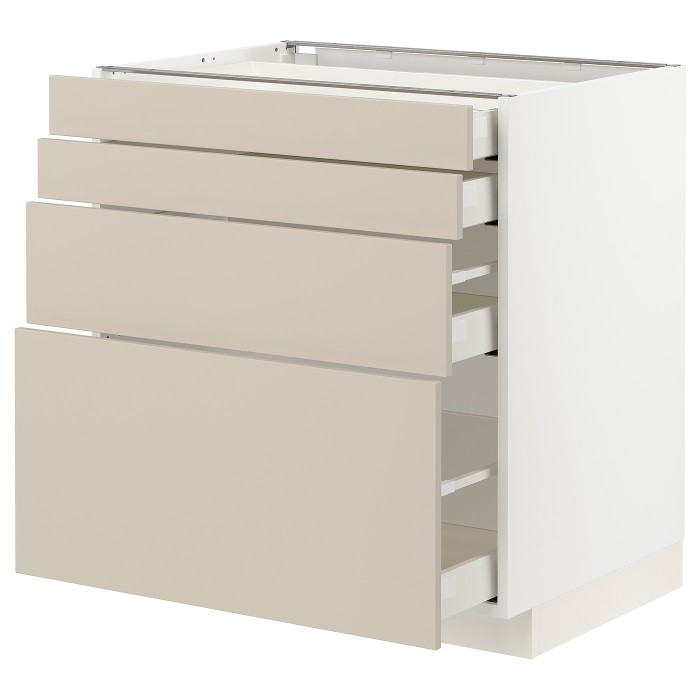 METOD / MAXIMERA Шафа 4fr/4sz, білий/Havstorp бежевий, 80x60 см