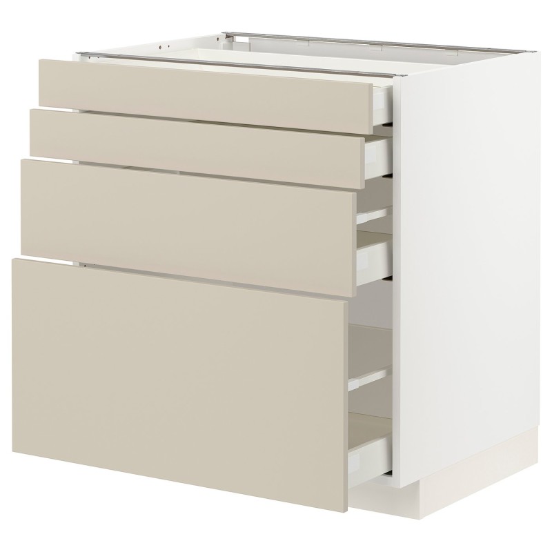 METOD / MAXIMERA Шафа 4fr/4sz, білий/Havstorp бежевий, 80x60 см