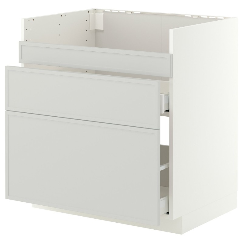 METOD / MAXIMERA HAVSEN тумба під раковину/3fr/2sz, білий/Aspudden світло-сірий, 80x60 см