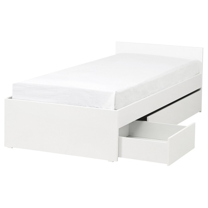 Кровать VIHALS с двумя отделениями для хранения, белая, 90x200 см.