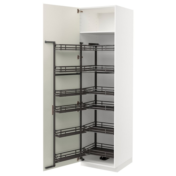 METOD Высокий шкаф с выдвижной полкой, белый/белый цвет Veddinge, 60x60x220 см