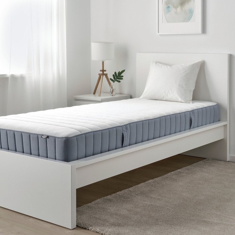 Пружинный матрас VALEVÅG Pocket Spring, средней жесткости/светло-голубой, 80x200 см