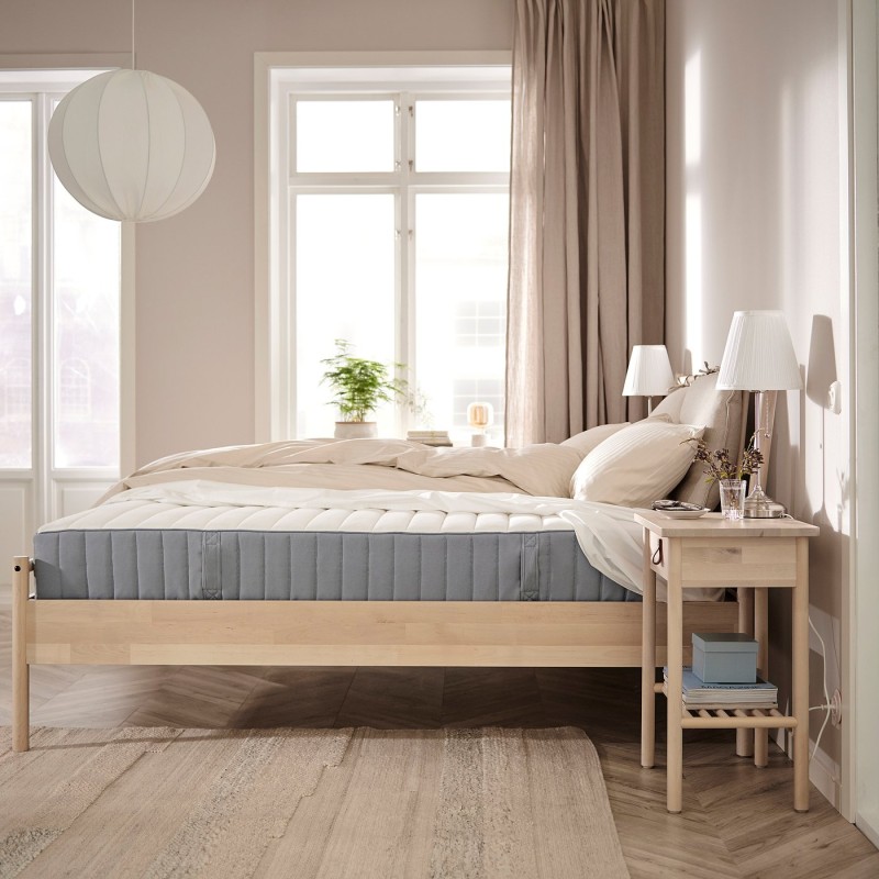 Пружинный матрас VALEVÅG Pocket Spring, средней жесткости/светло-голубой, 80x200 см