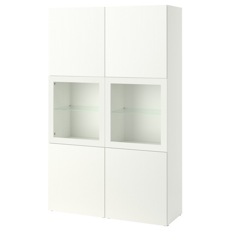 BESTÅ Полиця/скляні двері, білий/Förvaltare білий, 120x42x193 см