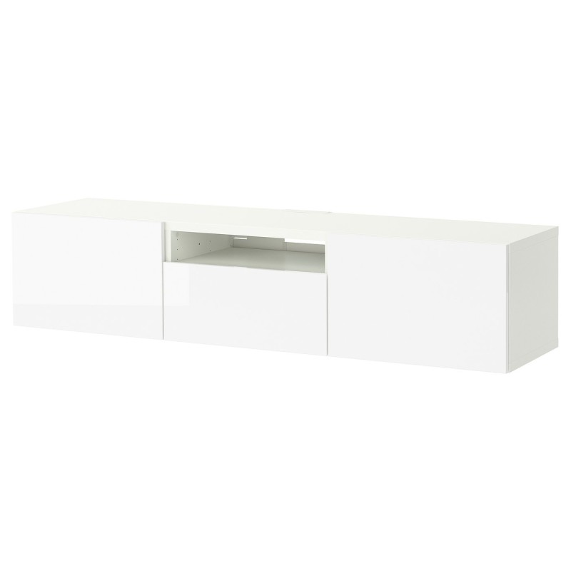 Тумба під телевізор BESTÅ, білий/Selsviken білий глянець, 180x42x39 см