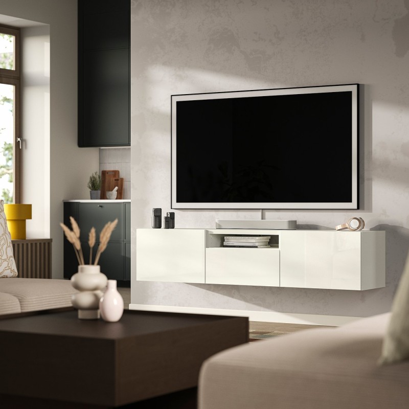 Тумба під телевізор BESTÅ, білий/Selsviken білий глянець, 180x42x39 см