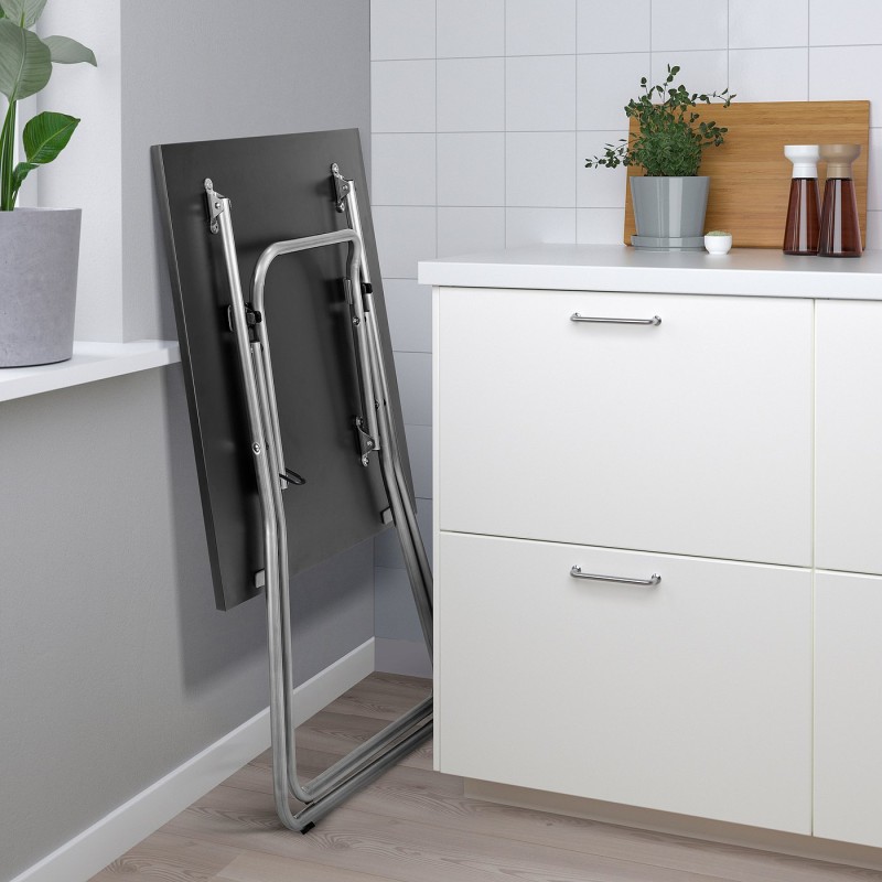 Стіл GUNDE / VIHALS та 2 розкладні стільці, розкладний чорний/чорний, 67x67 см