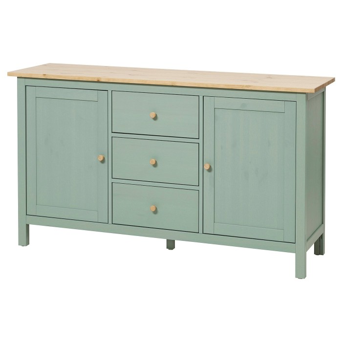 Комод HEMNES, серо-зеленая/светло-коричневая морилка, 157 x 88 см.