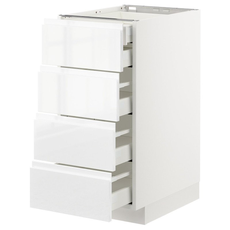 METOD / MAXIMERA Sz stj 4fr/2n/3dsr sz, білий/Voxtorp глянець/білий, 40x60 см